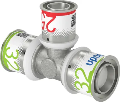 Zdjęcie produktu dla Uponor T-Stück S-Press PLUS reduziert aus Messing, verzinnt 32x25x32mm