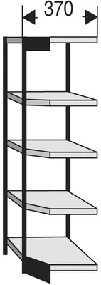 Produktbild von Büro-Regal Progress 2000 Eckfeld HxBxT 1900x870x/505x500mm 5 Böden silber