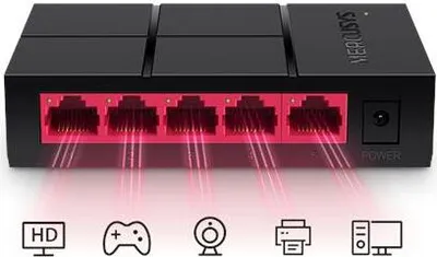 Zdjęcie produktu dla Mercusys MS105G, Nie zarządzany, Gigabit Ethernet (10/100/1000), Pełny dupleks