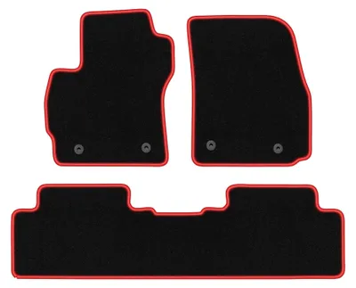 Obrázok produktu pre Velúrové autokoberce pre: Mazda Premacy II 2005-2010 (minivan) – sada 4 ks, čierno-červené, na mieru – Wielganizator CARLUX