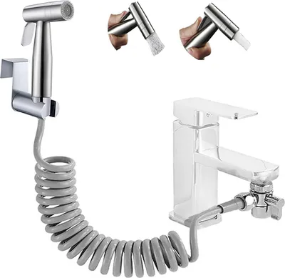Immagine prodotto di Doccia per bidet, in acciaio inossidabile, con due getti, dotata di erogatore e adatta per l'uso in bagno