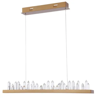 Produktbild von Casa Padrino LED Hängeleuchte mit messingfarbenem Metallrahmen und Kristallglaszacken 80 x 9 x H. 10,4 cm - Wohnzimmermöbel
