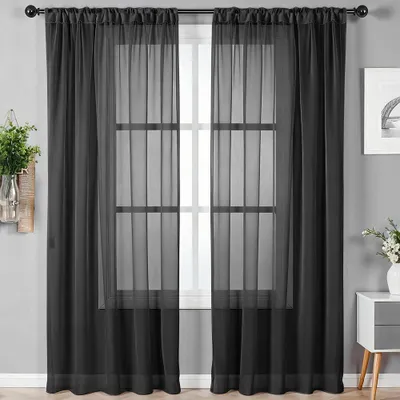 Obrázok produktu pre Polopriehľadné záclony 142 x 200 cm, súprava 2 ks, biela, do obývacej izby