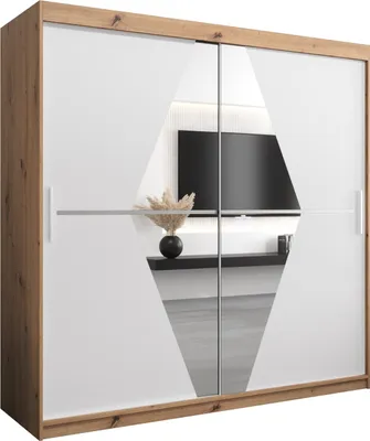 Produktbild von Kleiderschrank, Schiebetürenschrank Schlafzimmer, Schrank mit Spiegel BOLIWIA 200 cm