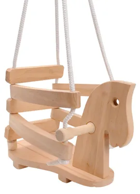 Image de Balançoire en bois Playwood cheval - Balançoire siège pour enfants jardin