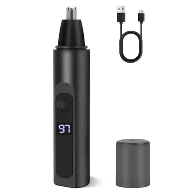 Produktbild von 2-in-1 Nasenhaartrimmer Set, batteriebetrieben, 2 Klingen, tragbar mit Akkuanzeige, für Männer & Frauen