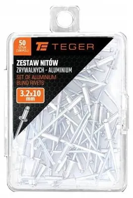 Productafbeelding van TEGER Aluminium ribbenietjes, 3,2 x 10 mm, 50 stuks.