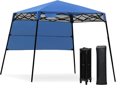 Produktbild von GOPLUS 182x182cm Faltpavillon mit Seitenwand, Pop-Up-Pavillon mit Tragetasche für Sonnenschutz, Partyzelt für Camping, Terrasse, Strand & Garten