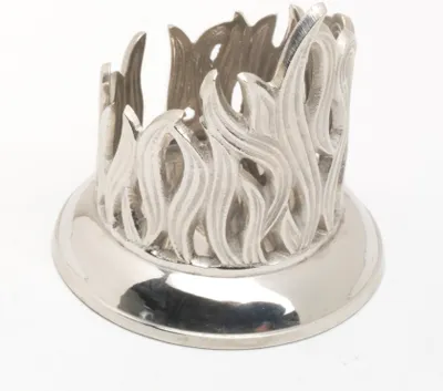 Produktbild von Kerzenleuchter Flammen Design für Ø 5 cm Kerzen, Messing vernickelt Silber