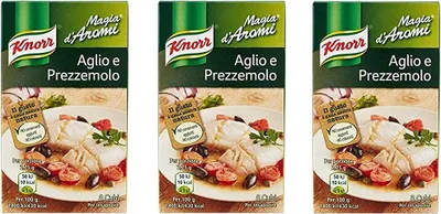 Produktbild von 3x Knorr Magia d'Aromi Aglio e Prezzemolo Steinpilze Suppenwürfel Brühe 8 x 11g (Knoblauch und Petersilie)