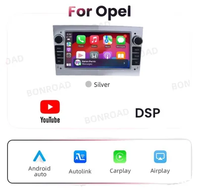 Produktbild von Auto-Multimedia-Player, Touchscreen, Sprachsteuerung, kompatibel mit Opel Antara Corsa Meriva Vectra Zafira, Opel Silber