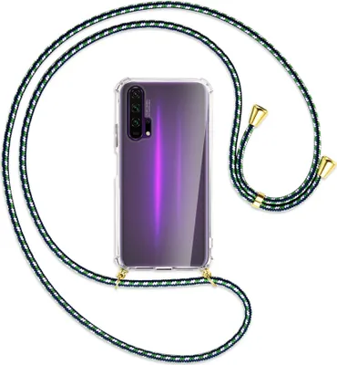 Produktbild von Handykette Backcover-Schutzhülle mit Band (Metall goldfarben) für Honor 20 Pro - grün/blau/weiß
