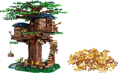 Produktbild von LEGO Ideas Baumhaus mit 3 Kabinen und Blättern, großer Modellbausatz für Teenager ab 16 Jahren 21318