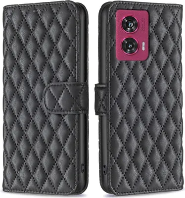Produktbild von Motorola Edge 50 Fusion Hülle - BINFEN Rhombus Klapphülle - Schwarz