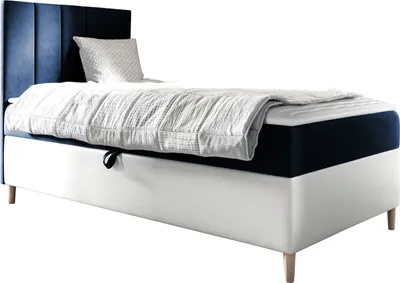 Produktbild von MIRJAN24 Boxspringbett Maja Junior 1 100x200, Einzelbett mit Bonellfederkern, Härtegrad - H3 (Farbe: Soft 017 + Fresh 11, Seite zum Öffnen des Bettkastens: Links)