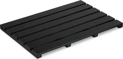 Produktbild von Bambus-Badematte, 54 x 36 cm, rutschfest, Lattenmatte für Sauna, Dusche, Innen- und Außenbereich, schwarz