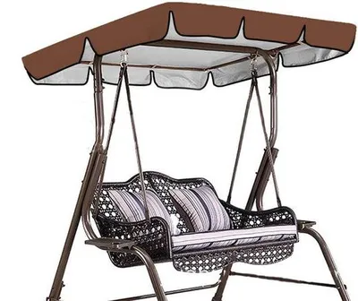 Image de Parasol de terrasse pour balancelle, remplacement imperméable de la toile de protection, parasol de terrasse pour balancelle à trois places, voile d'ombrage pour terrasse 190 cm x 107 cm - marron