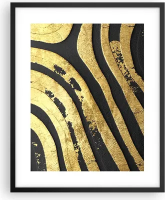 Produktbild von Gerahmtes Poster - Schwarzer Rahmen - Abstraktion dreidimensional Gold - 40x50 cm - Wand Bild - Wanddeko - Wandbilder - Kunstposter - Wandposter - Bilderrahmen - Bilder - Kunstdruck - P2BPA40x50-4461