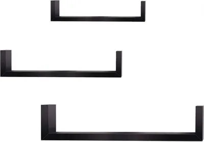 Produktbild von WOLTU 3er-Set Wandregal Retro Hängeregal in U Form Schwarz
