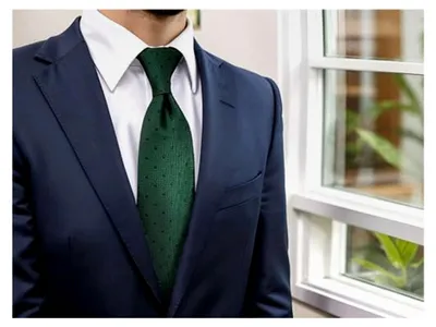Produktbild von Dunkelgrüne gepunktete Krawatte für Männer, Krawatten-Set für Anzugjacke, Jacquard-gewebt