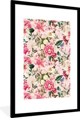 Produktbild von MuchoWow® MuchoWow® Gerahmtes Poster Lilie - Blumen - Insekten 60x90 cm - Poster mit zchwarzem Bilderrahmen - Dekoration - Wandposter Wohnzimmer - Hochwertig