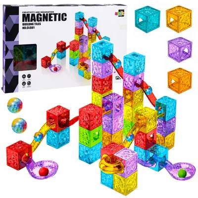 Obrázek produktu pro Magnetické stavební bloky Panely Barevná kuličková dráha 60 ks.