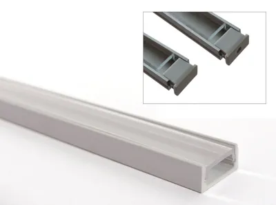 Produktbild von SOTECH LED Profil-11 Alu 2000 mm – klare Abdeckung + Endkappen, Aufbauprofil
