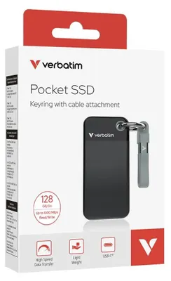 Immagine prodotto di Disco SSD esterno Verbatim Pocket - 128 GB (nero/grigio)