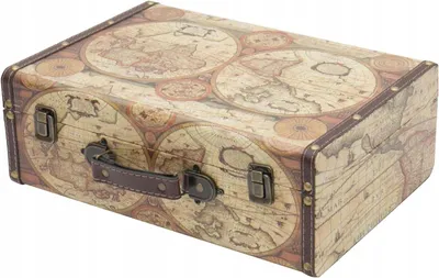 Obrázek produktu pro Dřevěná truhla HMF Vintage mapa světa 38x26x13 cm