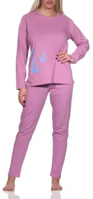 Produktbild von Normann Damen langarm Schlafanzug Pyjama mit Pyjamahose in Tupfen Punkte Optik ; altrose , 40