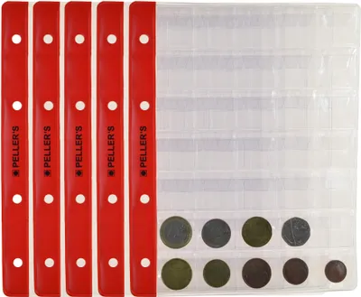 Image de Pochettes pour pièces de monnaie, 35 compartiments sur chaque pochette de collection Pour les petites pièces de monnaie jusqu'à 23mm de diamètre. paquet de 10 pièces. Pour l'album de pièces PELLER'S M.