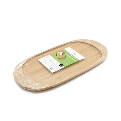Produktbild von SUNCHA Schneidebrett Bambustablett ellipsenfoermig Servierplatte Serviertablett Snacktablett Frühstückstablett Tablett Bambus 200×400×17mm