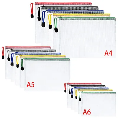 Produktbild von 15 Dokumententaschen (A4, A5, A6), Kunststoffnetzbeutel mit Reißverschluss, wasserdichte Dokumentenmappen, Hüllen mit Reißverschluss, Brieftaschentaschen, Kunststoffnetzmappen für Dokumente