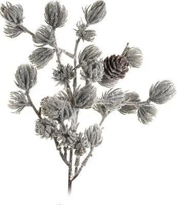 Immagine prodotto di Ramo di pino natalizio 36 cm con pigne, argento