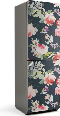 Produktbild von Blumenmuster im Aquarellstil – Kühlschrank Aufkleber – Klebefolie Kühlschrank – Kühlschrank Nachbildung – Kühlschrankfolie selbstklebend – Küchen Nachbildungation – 60x180 cm