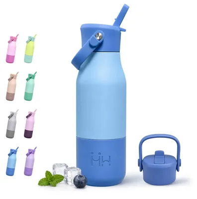 Produktbild von Thermoskanne 700ml Edelstahl Vakuumflasche BPA-frei mit Strohhalm & Silikonhülle