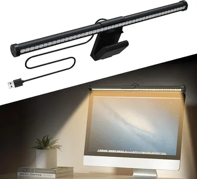 Produktbild von LED Bildschirmleuchte USB mit Touch Control, Schreibtischlampe, einstellbare Helligkeit & Farbtemperatur, warmweißes Licht für Desktop Büro Hause