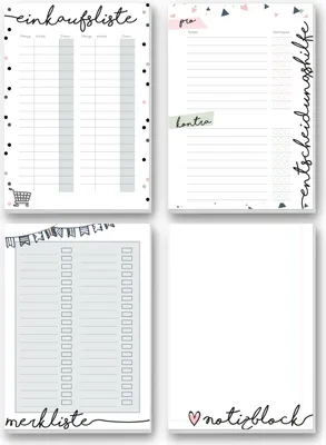 Produktbild von 4er Notizblock Set I DIN A5 I je 50 Blatt I Konfetti Motiv I Einkaufsliste Merkliste Pro & Kontra Liste Notizzettel I mit Vordruck I für Büro Arbeit Zuhause I dv_318