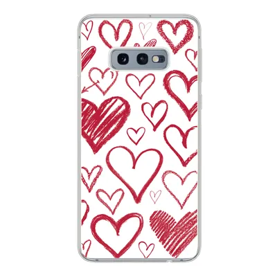 Produktbild von MuchoWow® Handyhülle Schutzhülle Hülle für Samsung Galaxy S10e Eine Illustration mit mehreren Herzen auf weißem Hintergrund Silikon Softcase Handy Hülle - Handy