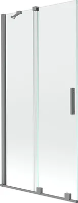 Produktbild von Mexen Velar 2-flügelige verschiebbare Badewannenabtrennung 95 x 150 cm, transparent, Gun Metal - 896-095-000-01-95