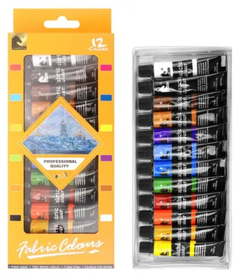 Produktbild von Textilfarben Set - Waschfeste Stoffmalfarben für Textilien - Kreatives Bastelset für T-Shirts Taschen und Jeans