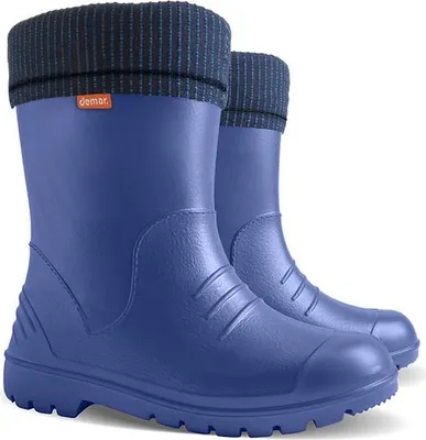 Produktbild von DEMAR Kinder Gummistiefel DINO Gefüttert Regenstiefel mit Einlage Ultraleicht Blau 36/37