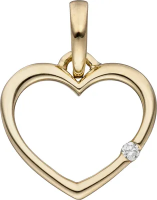 Produktbild von JOBO Anhänger Herz 333 Gold Gelbgold 1 Diamant Brillant Herzanhänger Goldherz