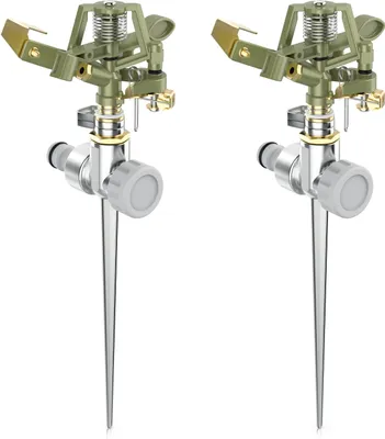Produktbild von Brandson 2x Kreisregner Intervall-Sprinkler, Rasensprenger mit Pulsation, 360° Impulsregner, für Flächen bis 450 m², (1-St), Rasensprinkler, 12m Reichweite, Gardena kompatibel