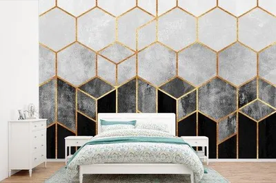 Produktbild von Luxus-Fotobanner Gold - Hexagon Chic - Patronenmuster - Breite 525 cm x Höhe 350 cm