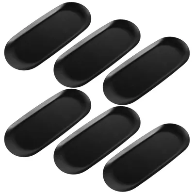 6er-Set ovale Edelstahl-Tabletts, schwarz, 23x9,5 cm