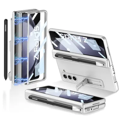 Obrázek produktu pro Pouzdro na Samsung Galaxy Z Fold 5 s ochranou obrazovky a drážkou na pero, magnetická ochrana pantu a stojánek stříbrné