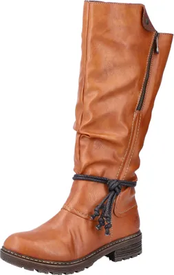 Produktbild von Rieker Damen Stiefel Langschaft Blockabsatz Zierreißverschluss Kordeln Z4758, Größe:37 EU, Farbe:Braun