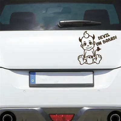 Produktbild von Auto Aufkleber Devil AN Bord Board Teufelchen Junge 17x14 cm Braun Sticker Heckscheibenaufkleber