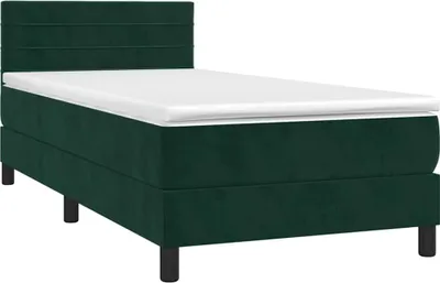 Produktbild von vidaXL Boxspringbett mit Matratze Dunkelgrün 90x200 cm Samt